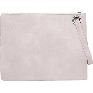 Women's Beige Pu Leather Zipper Trendy Designer Wristlet Wedding Elegant Clutch